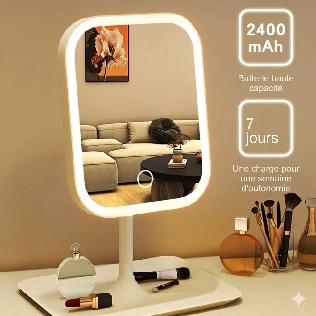 Miroir Carré Arrondi avec Bordure LED