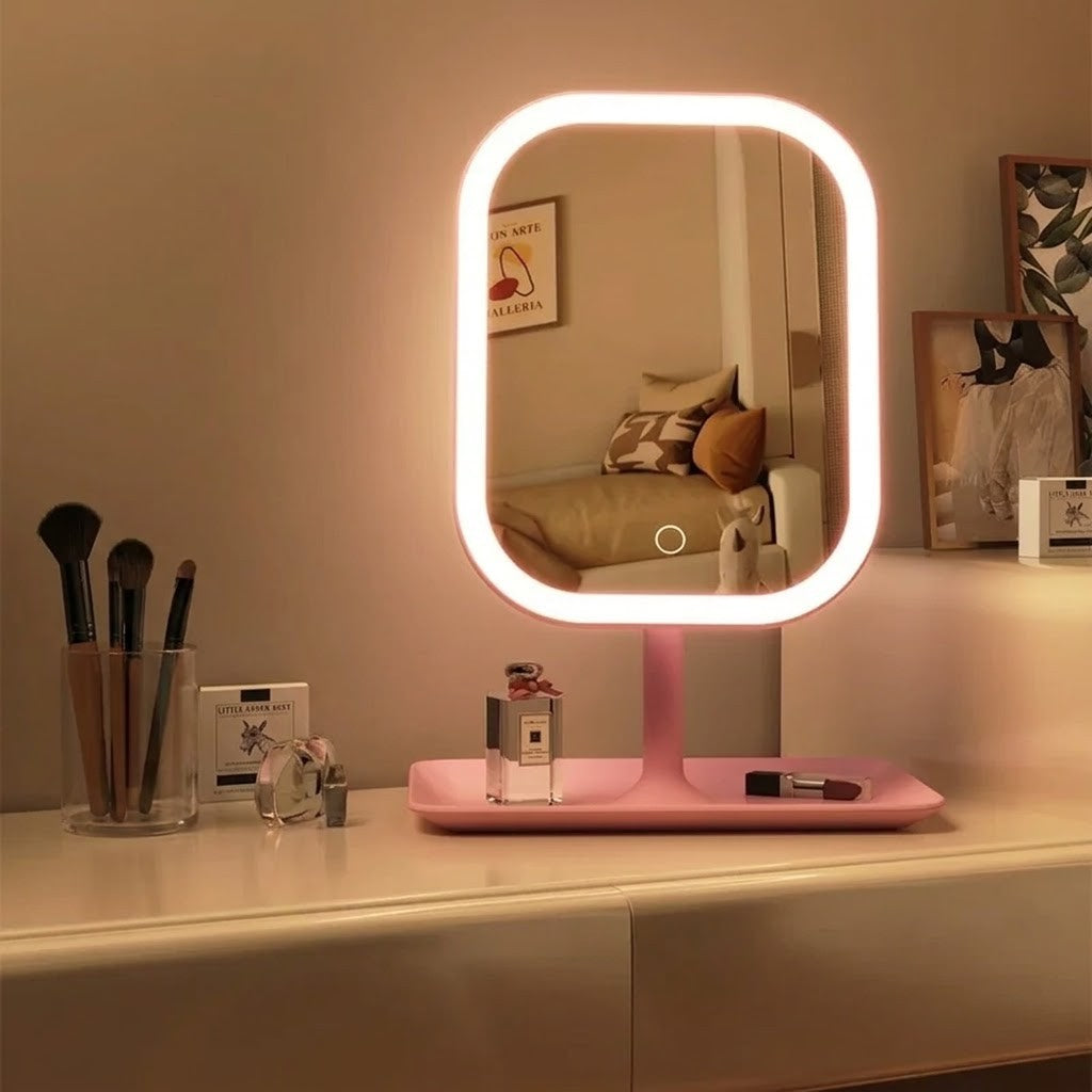 Miroir Carré Arrondi avec Bordure LED