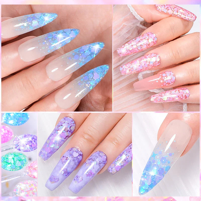 Kit 6 Gel Vernis Semi-Permanent Pailleté Encapsulé