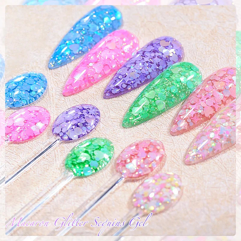 Kit 6 Gel Vernis Semi-Permanent Pailleté Encapsulé