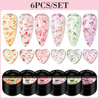Kit 6 Gel Vernis Semi-Permanent Pailleté Encapsulé