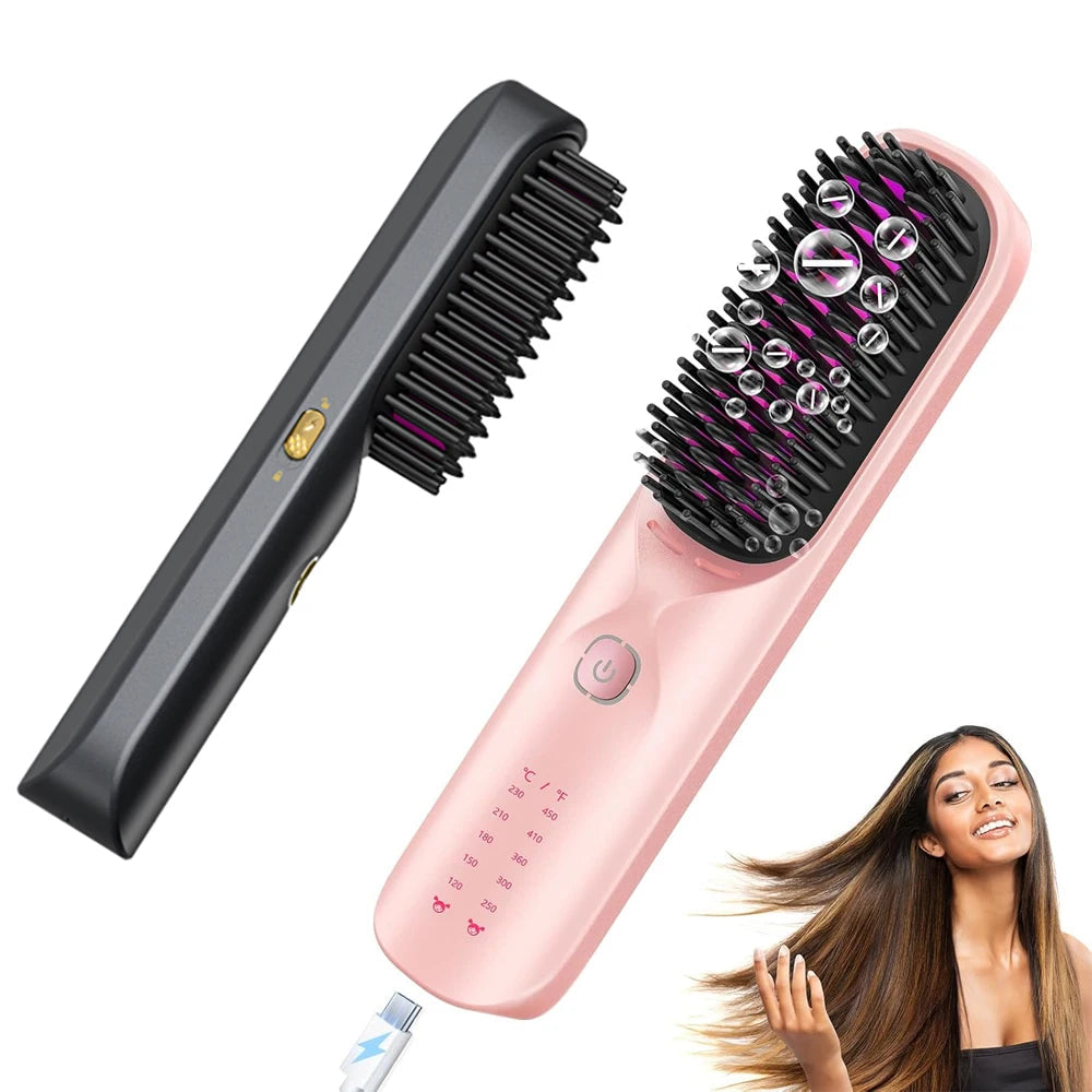 Brosse Lissante Chauffante Ionique Sans Fil
