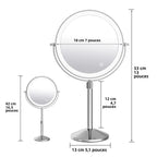 Miroir de Maquillage Rond sur Pied avec Anneau Lumineux