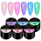 Kit 6 Gel Vernis Semi-Permanent Pailleté Encapsulé