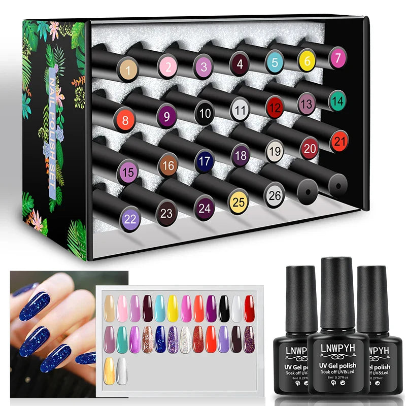 Kit 26 Vernis Semi Permanent + Base & Top Coat Sans Résidu
