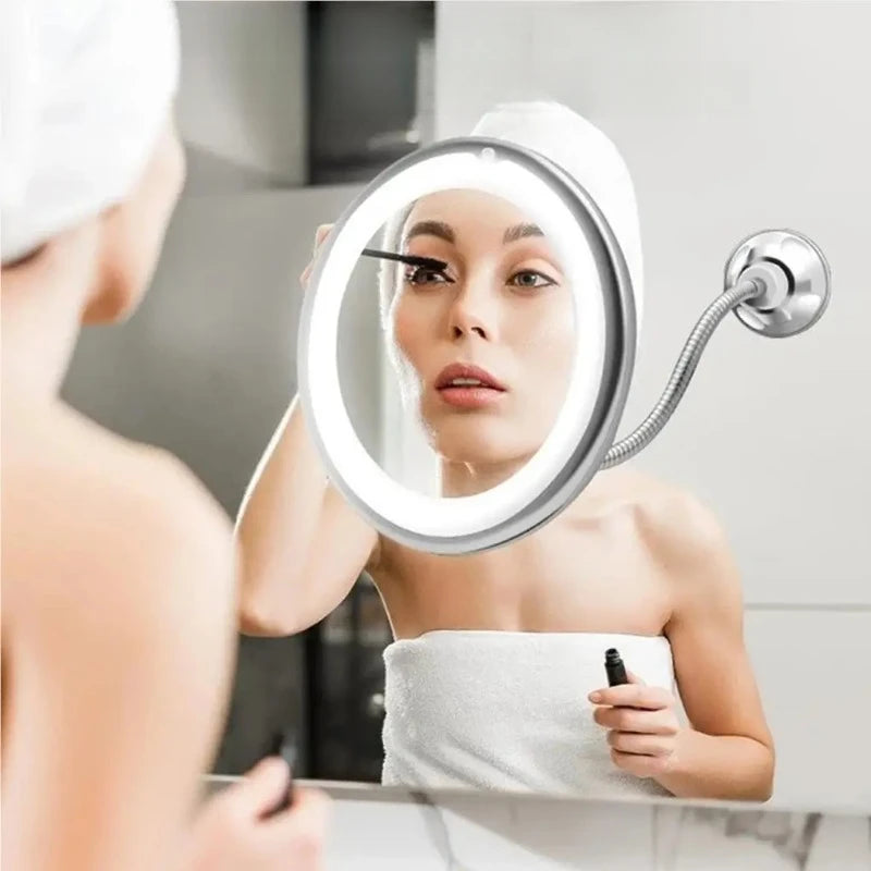 Miroir Lumineux Grossissant x10 Mural à Ventouse