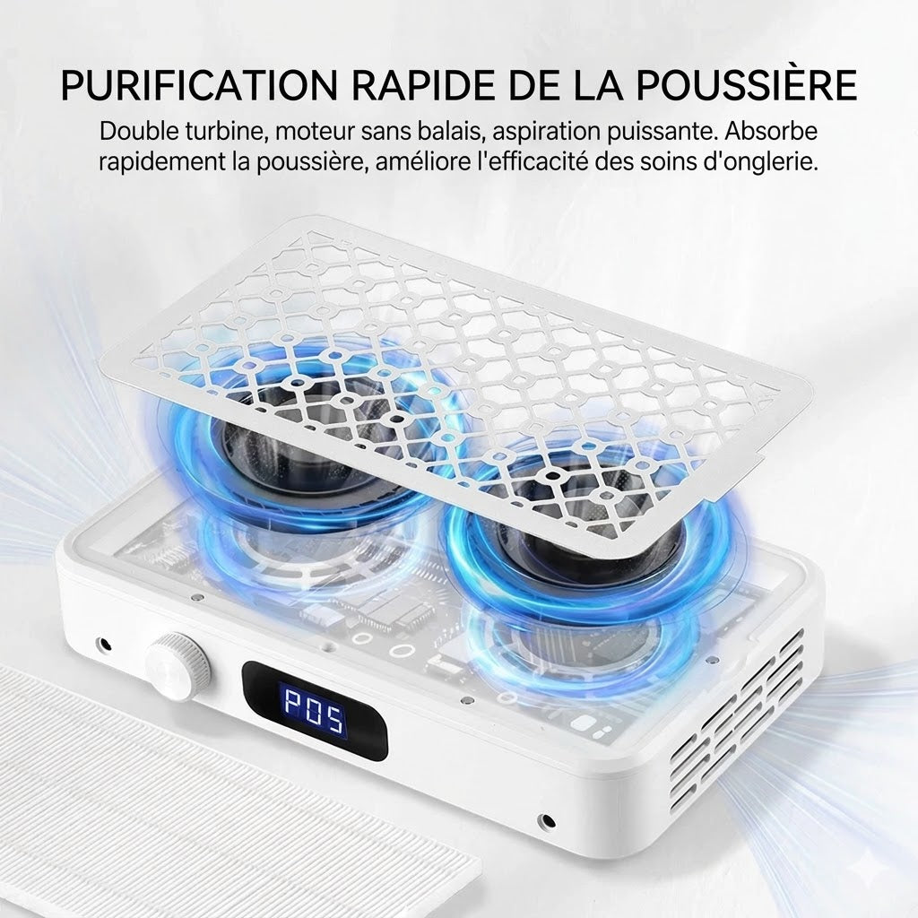 Aspirateur à Ongles Professionnel Double Ventilateur Puissant