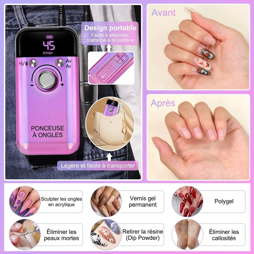 Ponceuse Ongle Professionnelle Sans Fil Portable