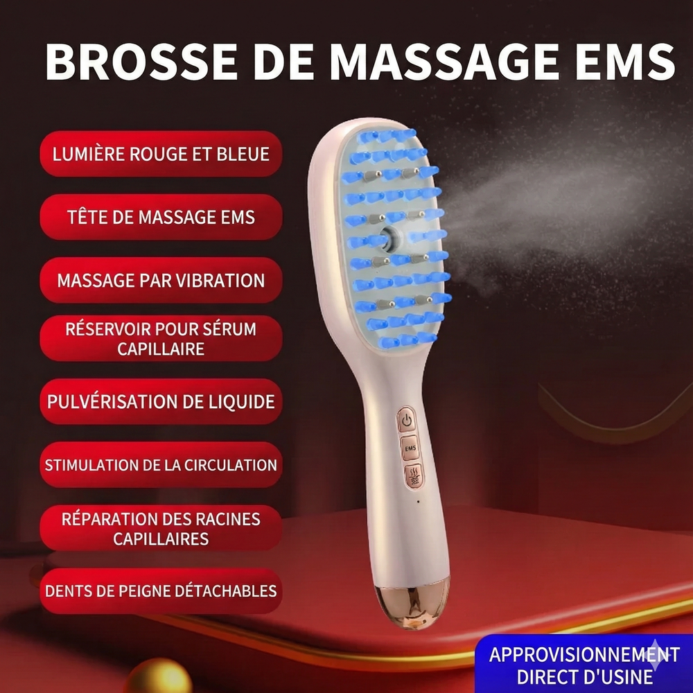 Brosse Massante Cuir Chevelu Croissance Anti-Chute
