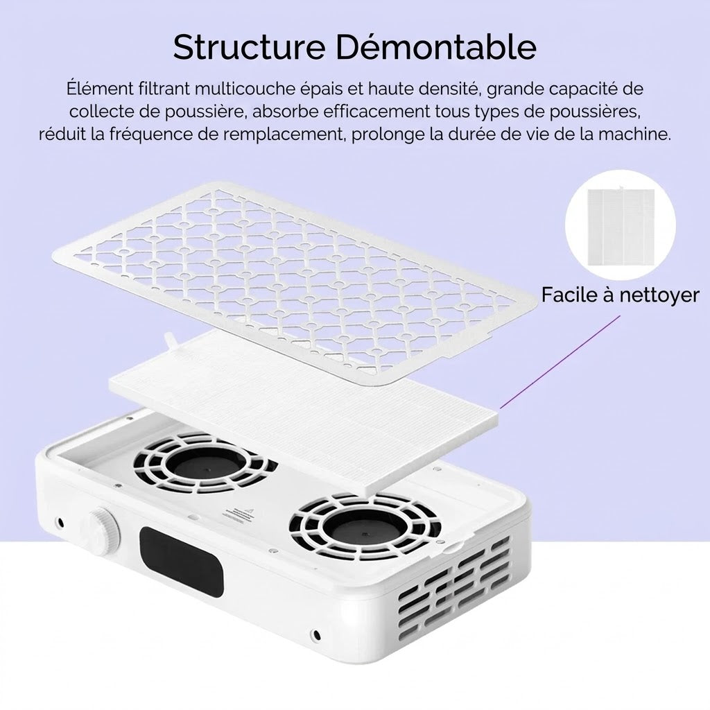 Aspirateur à Ongles Professionnel Double Ventilateur Puissant