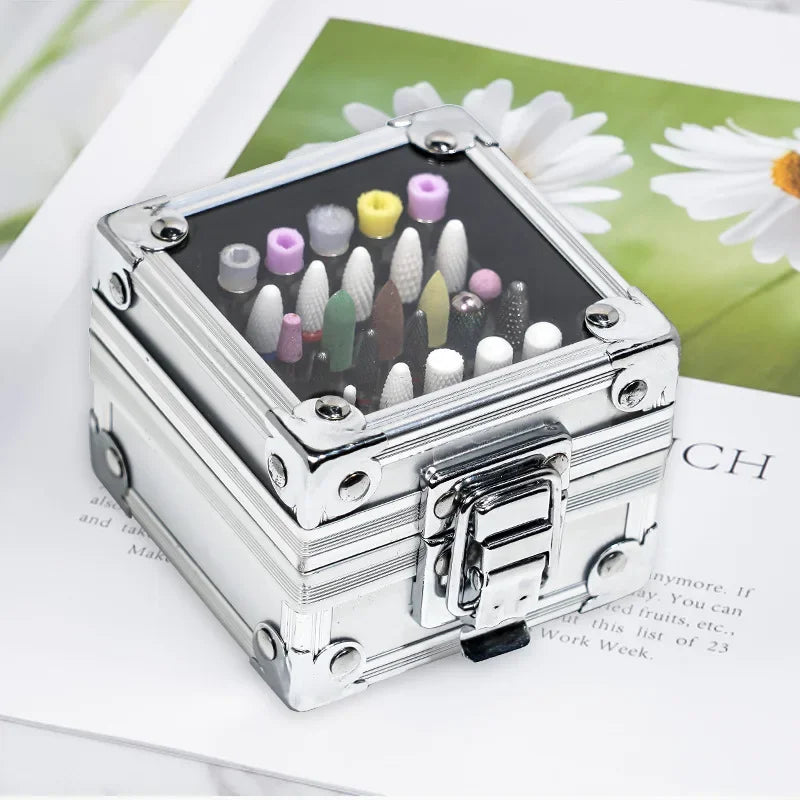 Boîte Présentoir Embout Ponceuse Ongle en Aluminium