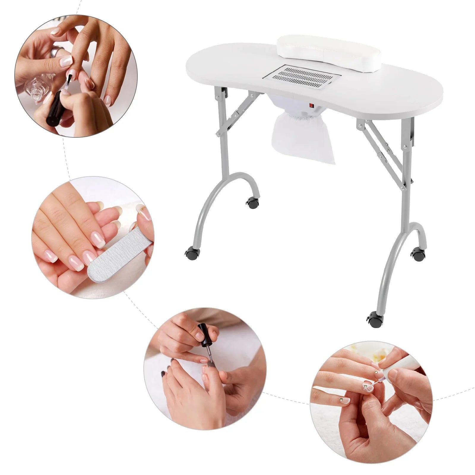 Table Manucure Pliante avec Aspirateur