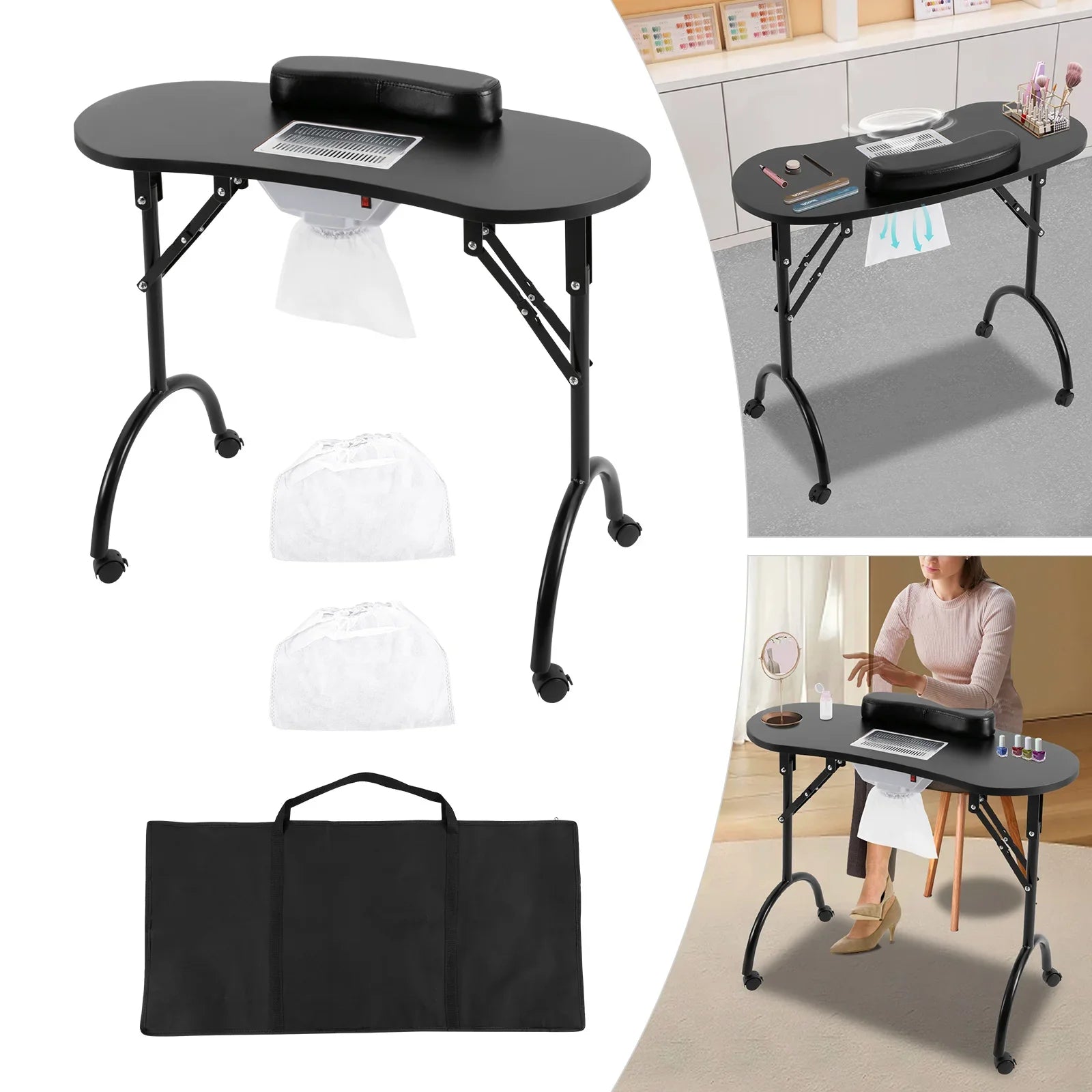 Table Manucure Pliante avec Aspirateur