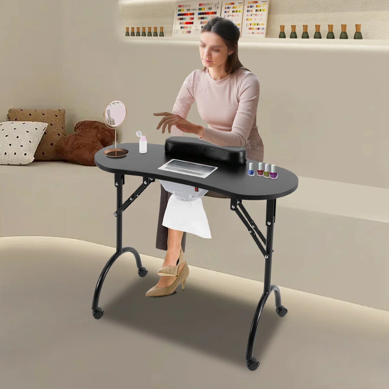 Table Manucure Pliante avec Aspirateur
