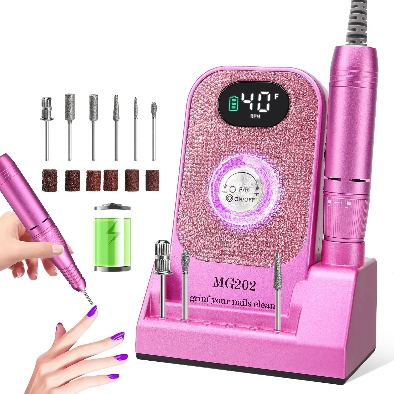 Ponceuse Ongle Sans Fil 40 000 Tour Minute