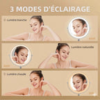 Miroir de Maquillage Rond sur Pied avec Anneau Lumineux