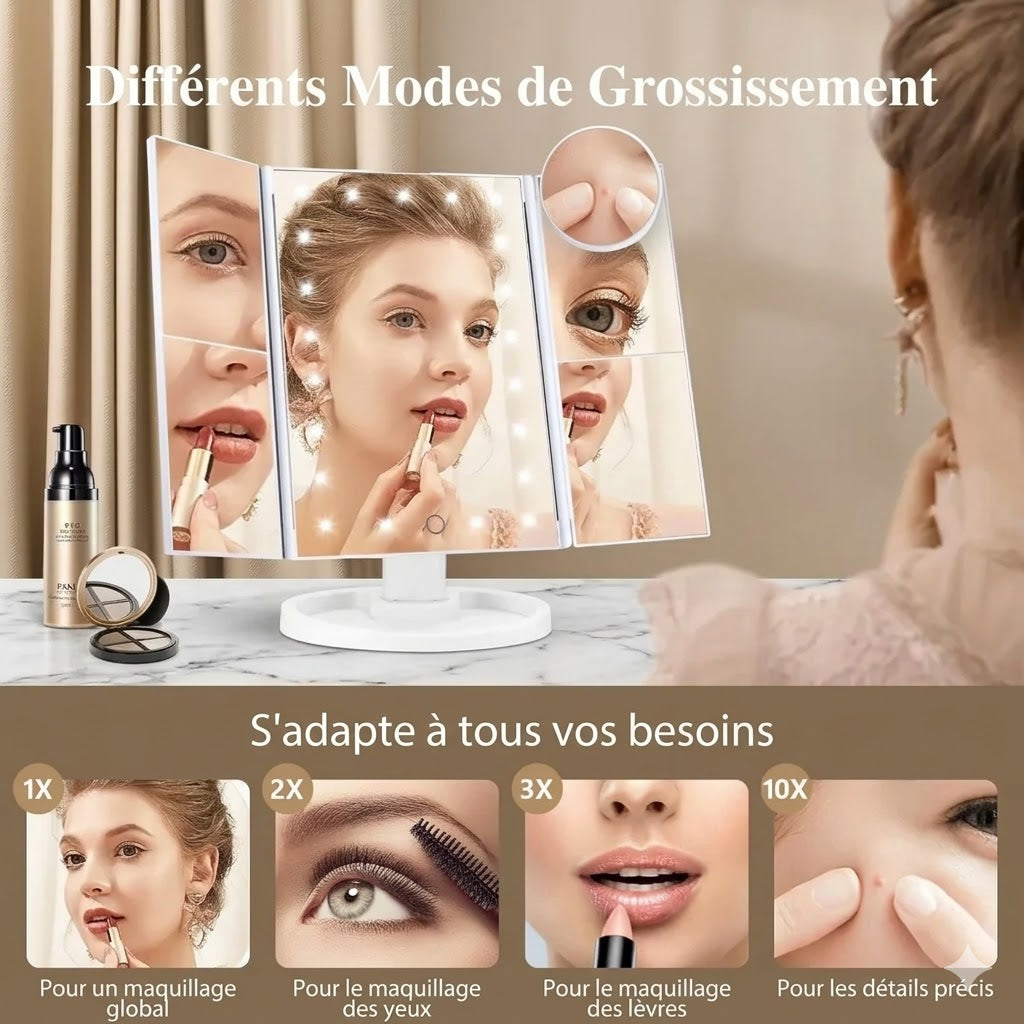 Miroir Triptyque Lumineux