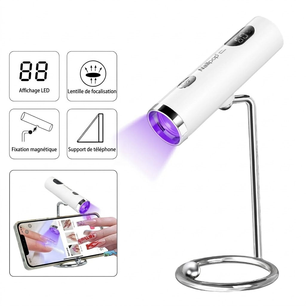 Mini Lampe UV LED pour Ongles sur Pied Magnétique