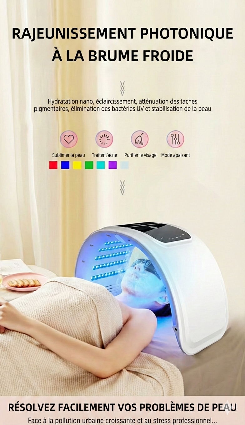 Tunnel de Luminothérapie LED 7 Couleurs & Brume Froide