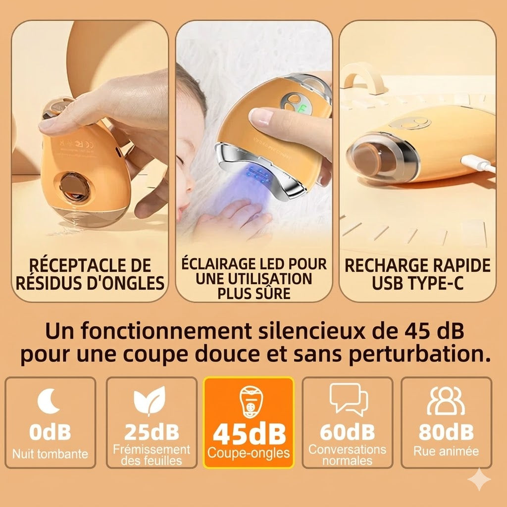Coupe Ongles Électrique avec Lime Intégrée